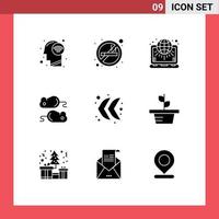 User Interface Pack of 9 Basic Solid Glyphs of arrow test globe testng marketing Editable Vector Design Elements