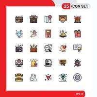 conjunto de 25 iconos modernos de la interfaz de usuario signos de símbolos para la ubicación de las monedas de la casa elementos de diseño de vectores editables de correo de texto