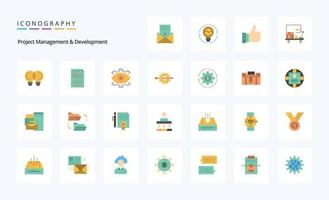 25 Project Management And Development Flat color icon pack vector