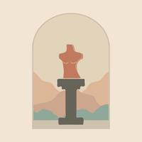 Modern aesthetic illustration with woman bust on pedestal vector