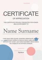 Certificate of appreciation template with abstract circles. Certificate template with modern pattern. Diploma vector template