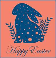 Happy Easter banner, poster, greeting card. Trendy Easter design with typography, bunnies, flowers vector
