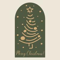 Marry Christmas and Happy new year 2021. Christmas tree horizontal design element for card. Vector illustration