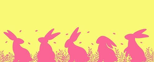 Happy Easter banner. Trendy Easter design with bunny. Modern minimal style. Horizontal poster, greeting card, header for website vector