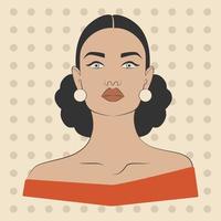 ilustración vectorial de una hermosa mujer emergente. para la moda, las vacaciones de verano, la boda, el aniversario, la fiesta de cumpleaños, el estilo retro vintage vector