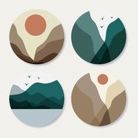 conjunto de varias portadas de resaltado vectorial. fondos abstractos. objetos de montañas y lagos