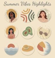 Social media highlight icons, web button set. Minimalistic feminine infographic for fashion, spa, beauty, make up bloggers. set of vector logo stickers