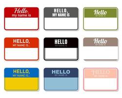 Collection of colorful Hello My Name cards. Name tags for street art artists vector