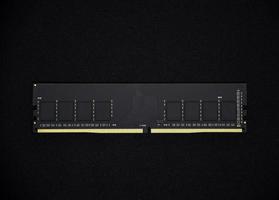 Black RAM bar on a black background. Computer RAM. photo