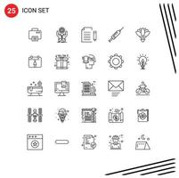 Modern Set of 25 Lines Pictograph of needle injection income syringe file Editable Vector Design Elements