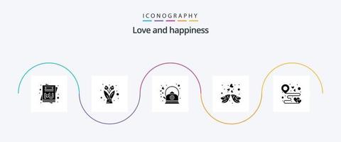 Love Glyph 5 Icon Pack Including location. romantic. hot. love. bird vector