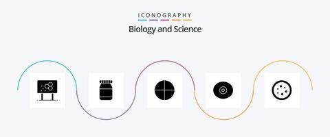 paquete de iconos de glifo 5 de biología que incluye laboratorio. equipo. píldora. química. teta vector