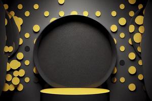podium with yellow circles 3d rendering background photo