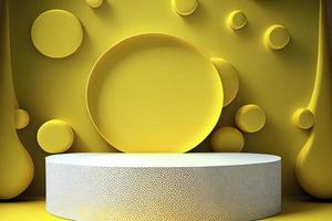 podium with yellow circles 3d rendering background photo