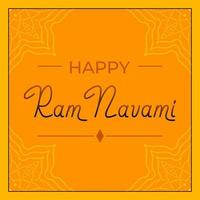 Happy Ram Navami Lettering Square Postcard For Indian Celebration Vector Illustration In Flat Style