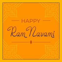 Happy Ram Navami Lettering Square Postcard For Indian Celebration Vector Illustration In Flat Style