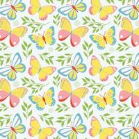 Spring Pattern With Butterflies. Ornament For Package Colorful Vector Illustration In Flat Style