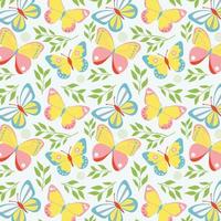 Spring Pattern With Butterflies. Ornament For Package Colorful Vector Illustration In Flat Style