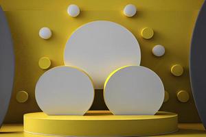 podium with yellow circles 3d rendering background photo