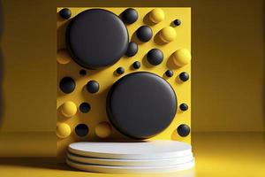 podium with yellow circles 3d rendering background photo