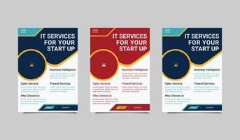 IT service flyer design. Virtual IT service poster leaflet design. Business flyer template concept vector