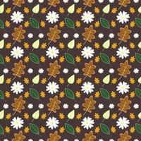 Seamless Pattern of Jasmine and Leaves with Brown Background vector