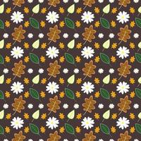 Seamless Pattern of Jasmine and Leaves with Brown Background vector