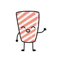 Kawaii sushi mascot in cartoon style. Cute sashimi with salmon for menu vector