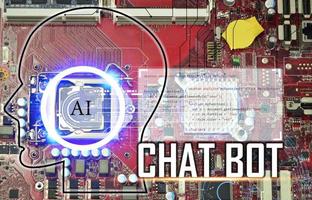 Conceptually, an AI chatbot or artificial intelligence that can naturally communicate through messages with humans photo