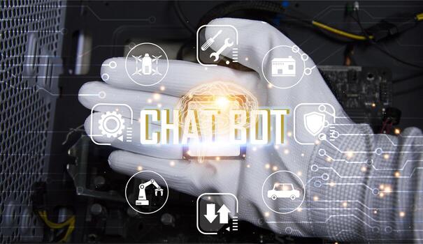 Conceptually, an AI chatbot or artificial intelligence that can naturally communicate through messages with humans photo