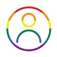 Pride rainbow flag User Icon. LGBTQ Avatar Profile, Social Media User Cutout Circle shape style. Vector Illustration