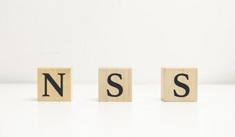 wooden blocks with text NSS Network Security Services on a white background photo
