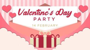 horizontal valentine's day party poster with letter background and heart symbol. greeting card. party invitation. poster templates vector