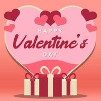 Happy valentine's day poster with heart symbol and gift box background. posters for instagram vector