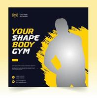 banners de anuncios de fitness de gimnasio o banner de publicación cuadrada vector