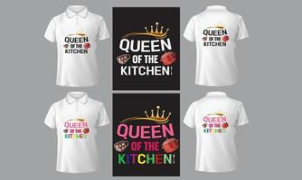 Camiseta de mujer campeona de la reina de la cocina, camiseta clásica de algodón. vector