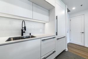 Modern apartment in new buliding in Montreal, Griffintown, Canada, fully staged and furnished photo