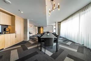Modern apartment in new buliding in Montreal, Griffintown, Canada, fully staged and furnished photo