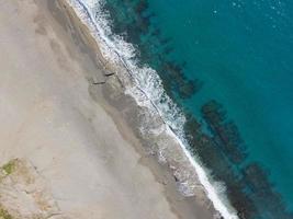 view of sea waves with aerial drone photo