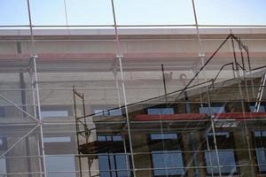 Double exposure modern office building with windows photo