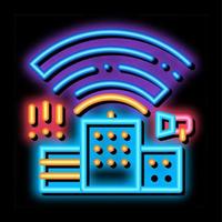 Building With Radiowaves neon glow icon illustration vector