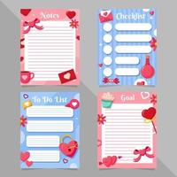 Valentine Journal Template Set Collection vector