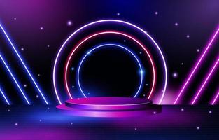 Neon Light Background with Podium vector