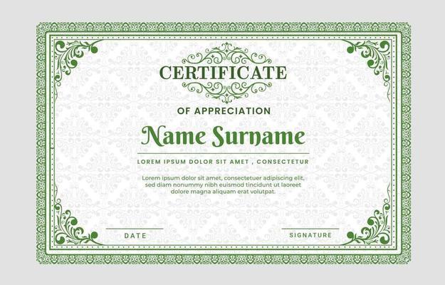 Green Victorian Classic Certificate Template