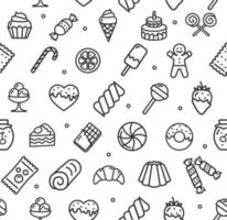 Bakery Signs Seamless Pattern Background on a White. Vector