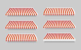 Realistic 3d Detailed Striped Awning Set. Vector