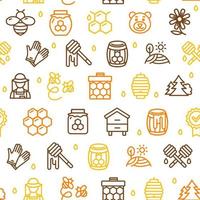 Honey Signs Seamless Pattern Background on a White. Vector