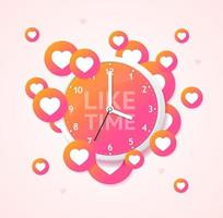 Like Time Concept with Realistic Detailed 3d Wall Clock. Vector