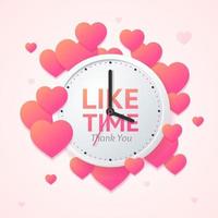 Like Time Concept with Realistic Detailed 3d Wall Clock. Vector