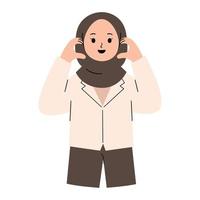 Muslim Woman with korean heart finger vector